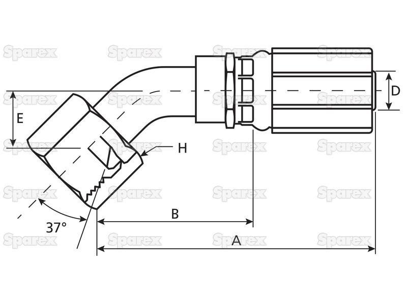 Gates JIC 37° Hose Insert 3/4'' x 1 1/16'''' Female 135° Swept Swivel Gates (Belts) (12G12FJX45)