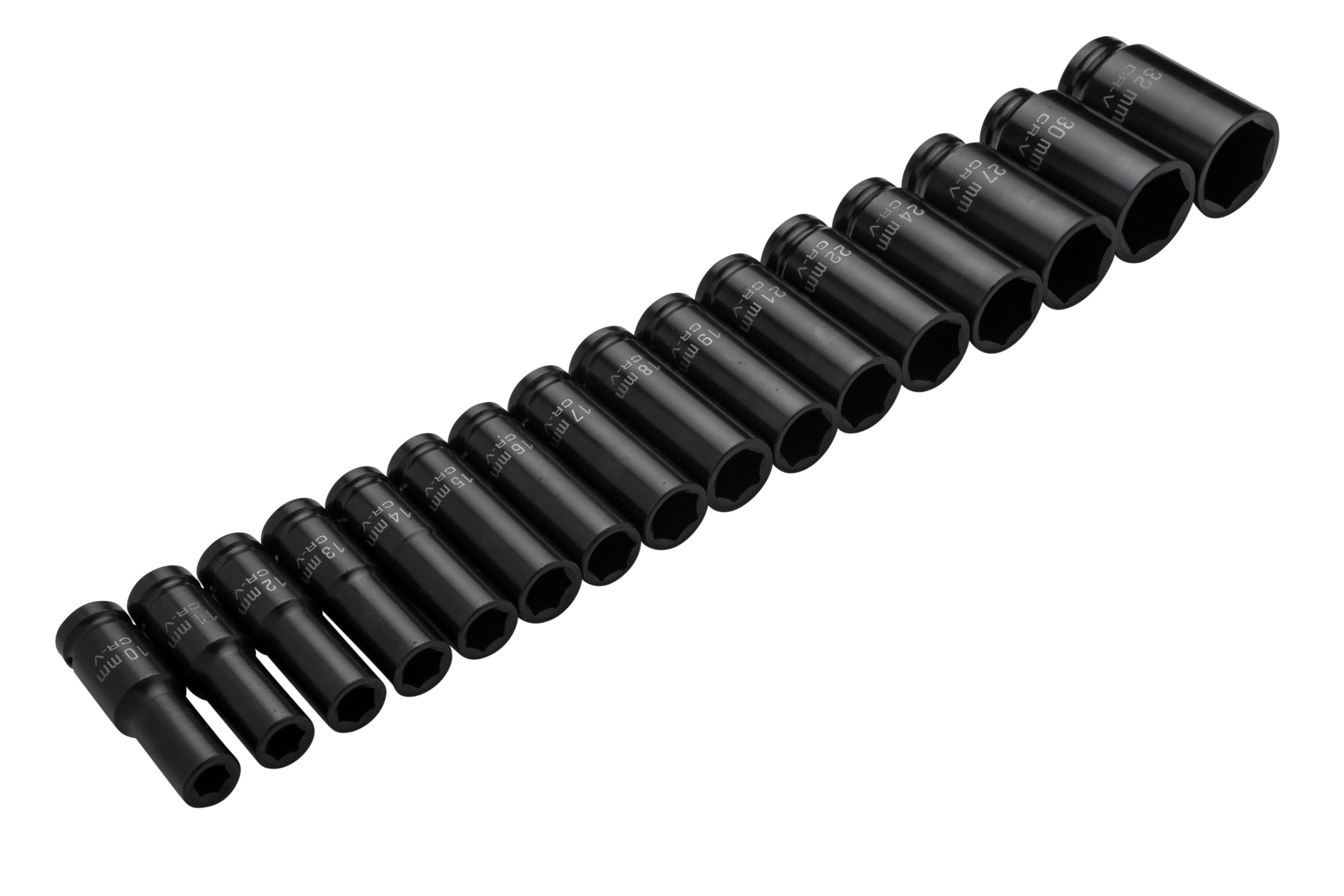 Blue Spot Tools 16 PCE 1/2" Deep Impact Sockets 10-32mm