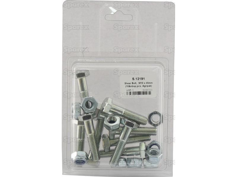 Shear Bolt, M10 x 45mm (10 pcs. Agripak) for Bamford