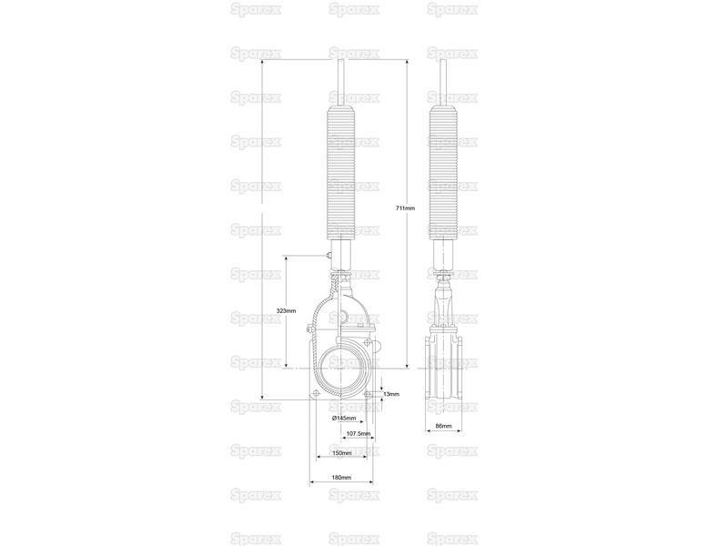 Gate valve with oildynamic ram with spring - Flanged/Threaded 6''