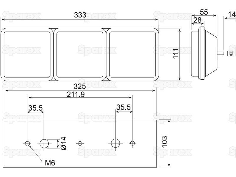 Halogen Rear Combination Light 12V, RH & LH Ifor Williams (P06770, PO6771)