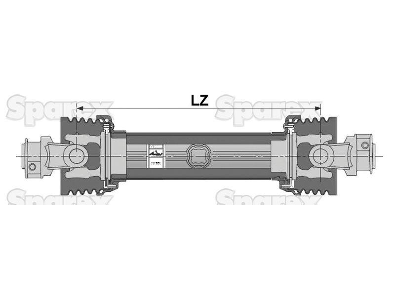 PTO Shaft - (Lz) Length: 1210mm, 1 3/8'' x 6 Spline Q.R. to 1 3/8'' x 6 Spline Q.R. Bondioli & Pavesi (CH7N121CE007007)