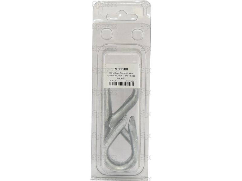 Wire Rope Thimble, Wire Ø10mm x 64mm (4 pcs. Agripak)