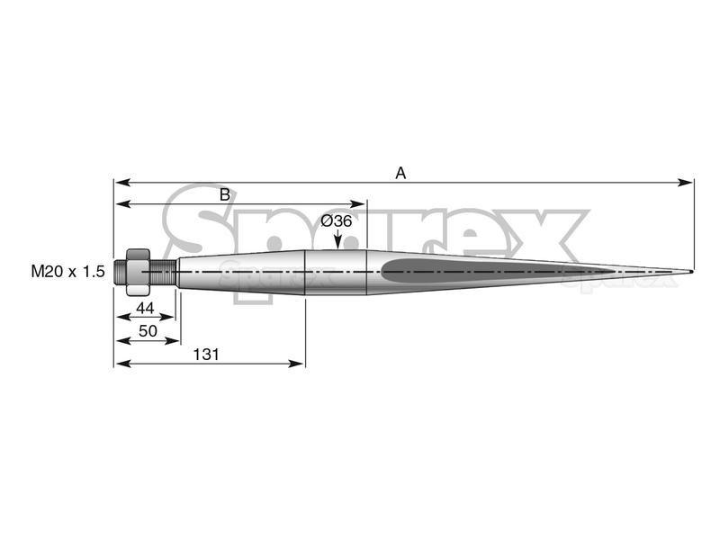 Straight Loader Tine | 820mm for Massey Ferguson, Kverneland, (809217, 221129)