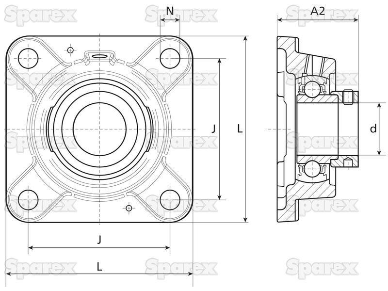 NTN SNR Four-Bolt Flanged Unit (ESF207T20)