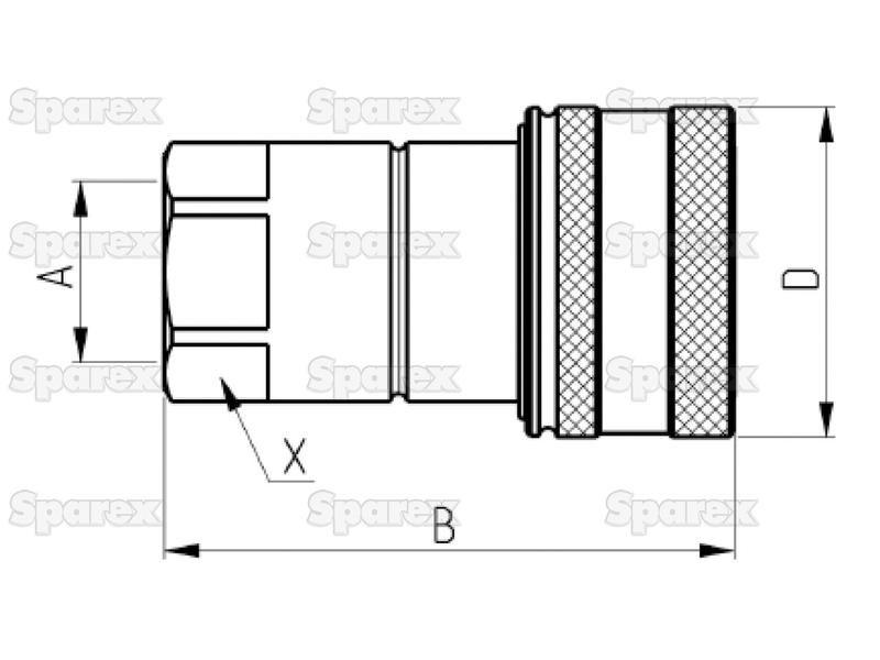 Sparex Quick Release Hydraulic Coupling Female 1/2'' Body x M22 x 1.50 Metric Female Thread Case IH (82376C1)