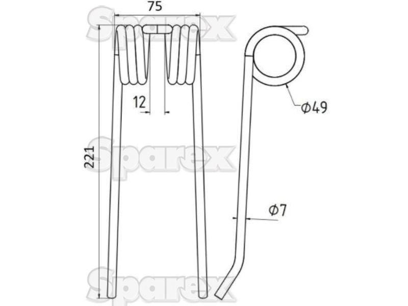 Pick-Up Haytine - - - Length:221mm, Width:75mm, Ø7mm - Replacement for Rivierre Casalis, Vicon for Rivierre Casalis