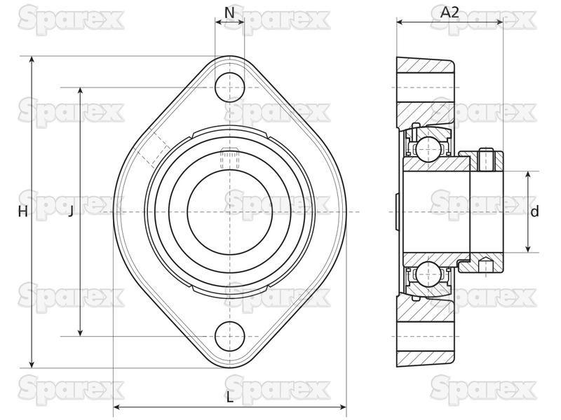 NTN SNR Two-Bolt Flanged Unit (ESFD208)