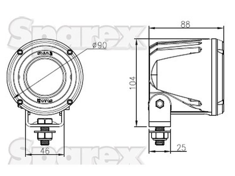LED Work Light (Cree High Power), Interference: Class 3, 3000 Lumens, 10-60V for John Deere 6600 (6000 Series)