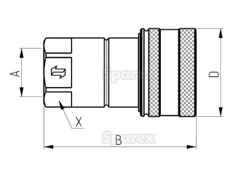 Faster Quick Release Hydraulic Coupling Female 1/2'' Body x 1/2'' BSP Female Thread Faster S.p.A (NS 12 GAS F, NS12GASF)