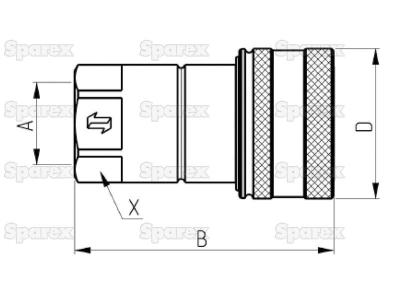 Faster Quick Release Hydraulic Coupling Female 1/2'' Body x 1/2'' BSP Female Thread Faster S.p.A (NS 12 GAS F, NS12GASF)