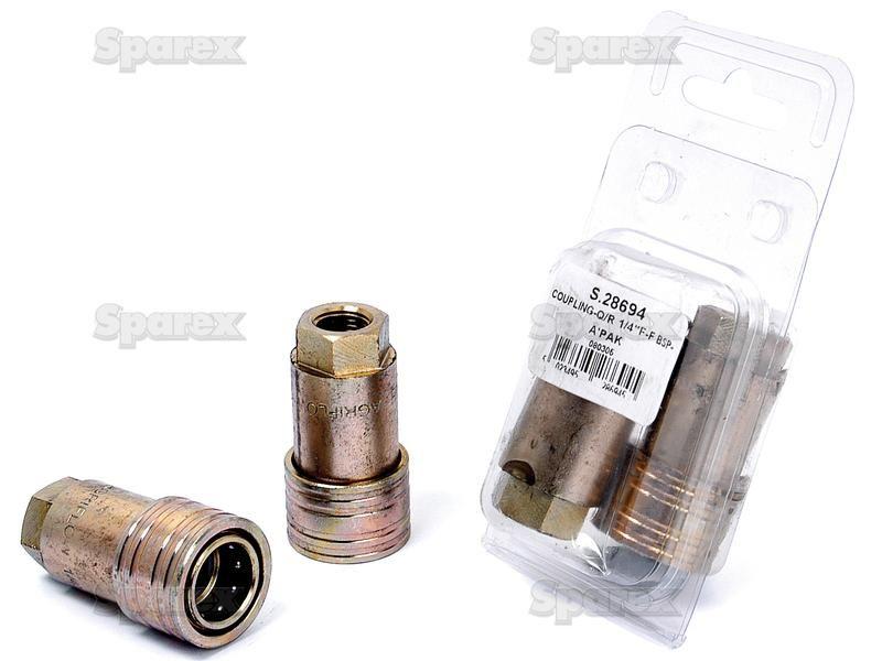 Sparex Quick Release Hydraulic Coupling Female 1/4'' Body x 1/4'' BSP Female Thread (Agripak 2 pcs.)