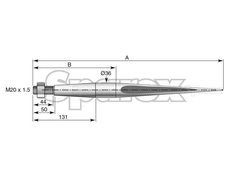 Straight Loader Tine | 1100mm for Massey Ferguson, Kverneland (221152)