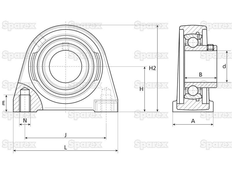 NTN SNR Two-Bolt Pillow Block Bearing (USPAE205)