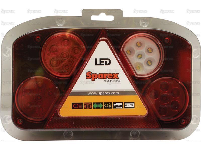 LED Rear Combination Light, Function: 6, Brake / Tail / Indicator / Fog / Reverse / Number Plate, LH, 12-24V