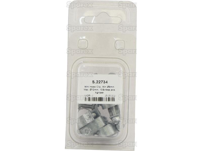 Mini Hose Clip, Min Ø9mm, Max. Ø12mm, 10 pcs. Agripak.