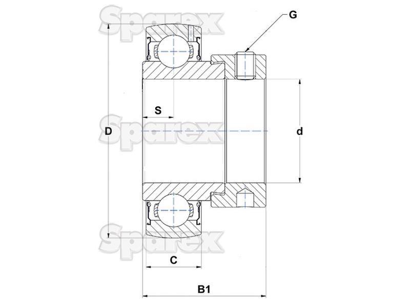 Sparex Plummer Block Bearing Insert (ES204) Bearings Reference (16204, ES204, SA204)