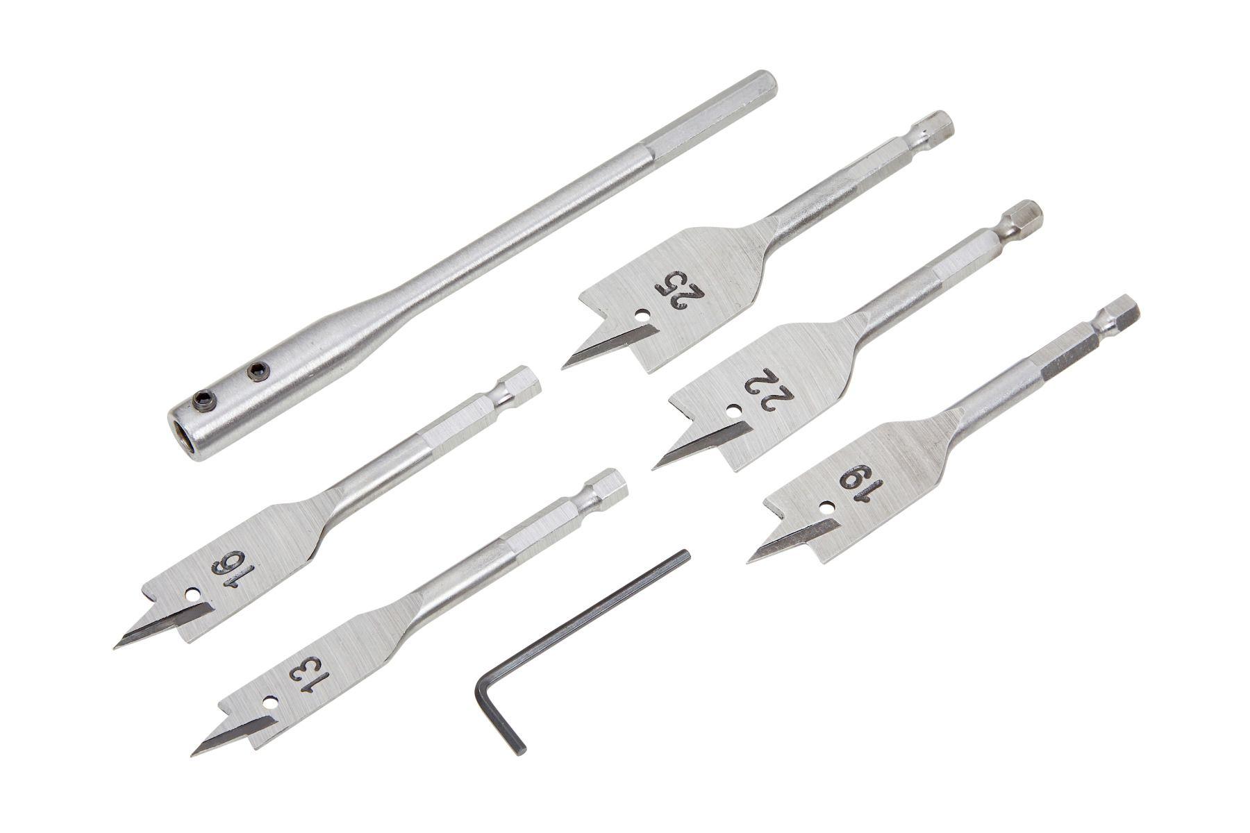 Blue Spot Tools 7 PCE 100MM Stubby Flat Wood Bits