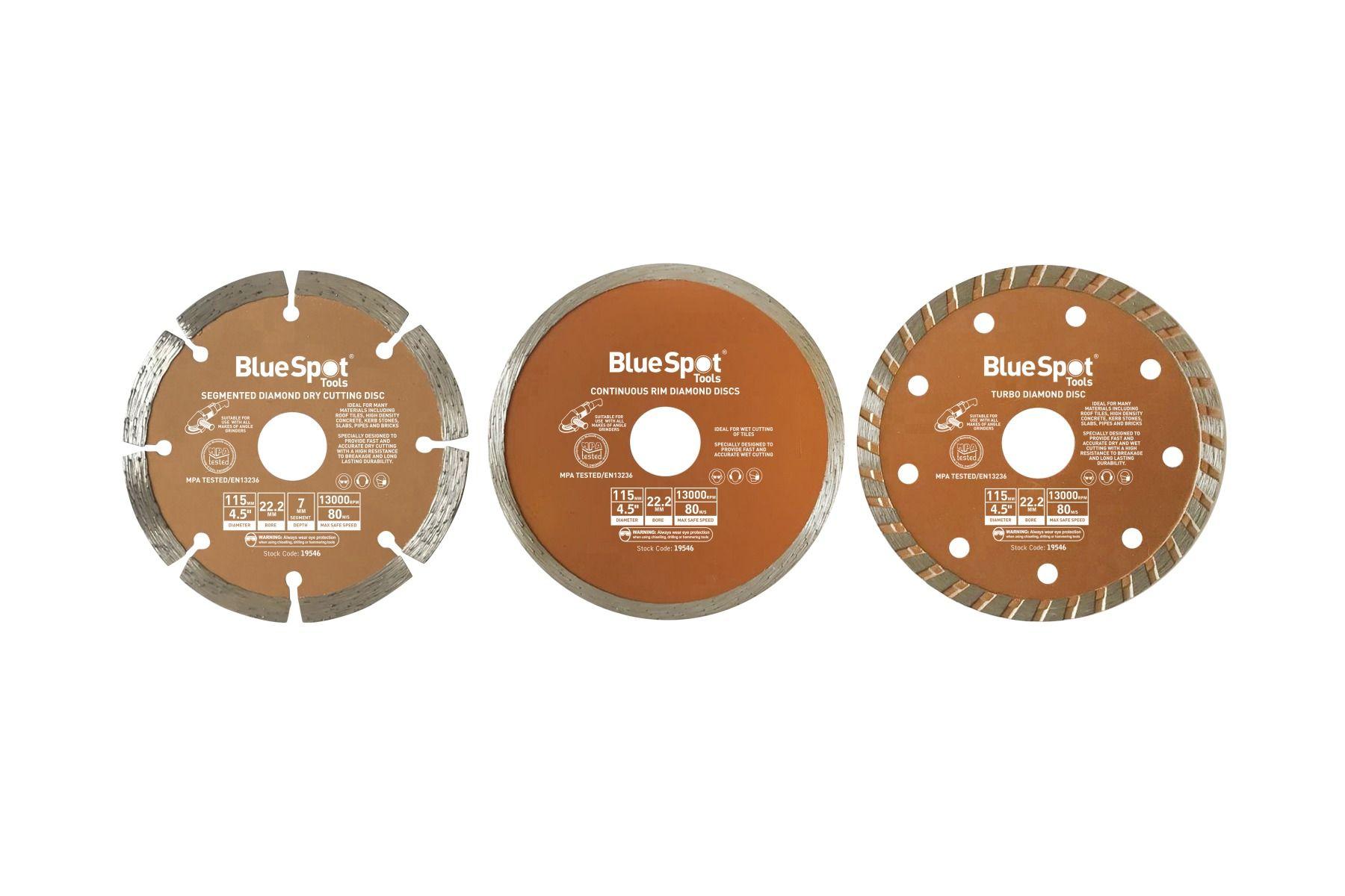 Blue Spot Tools 3 PCE 115mm (4.5") Diamond Cutting Disc Set