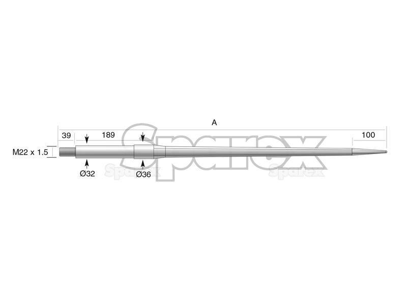 Straight Loader Tine | 850mm for Bobcat (M6678898)