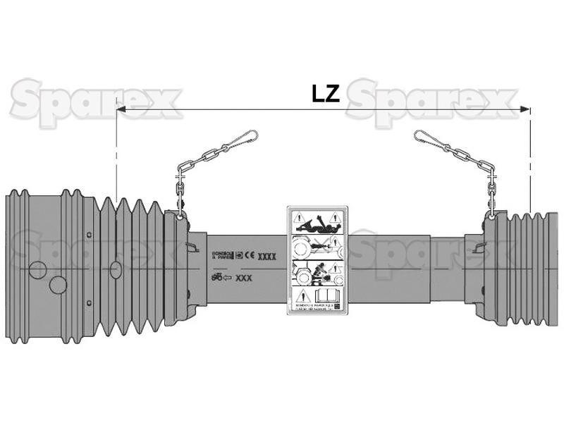 PTO Guard SFT H7-80° (Lz) Length: 1210mm (Supplied with 1 x 86mm & 1 x 89mm Rings) Bondioli & Pavesi (5CH7121FXWS)