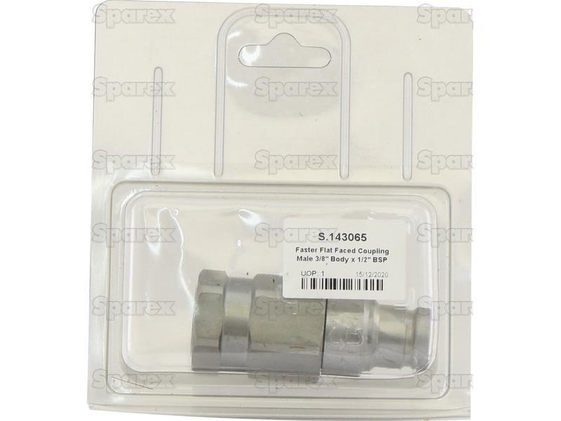 Faster Flat Faced Coupling Male 3/8'' Body x 1/2'' BSP Female Thread (Agripak 1pc.) Faster S.p.A (FFH0612GASM, FFH06-12GASM)