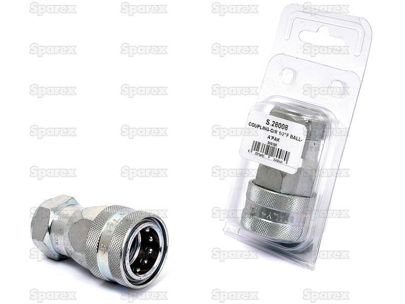 Sparex Quick Release Hydraulic Coupling Female 1/2'' Body x 1/2'' BSP Female Thread (Agripak 1pc.)