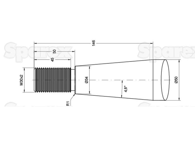 Straight Loader Tine | M30 1010mm for Strautmann (23501501)