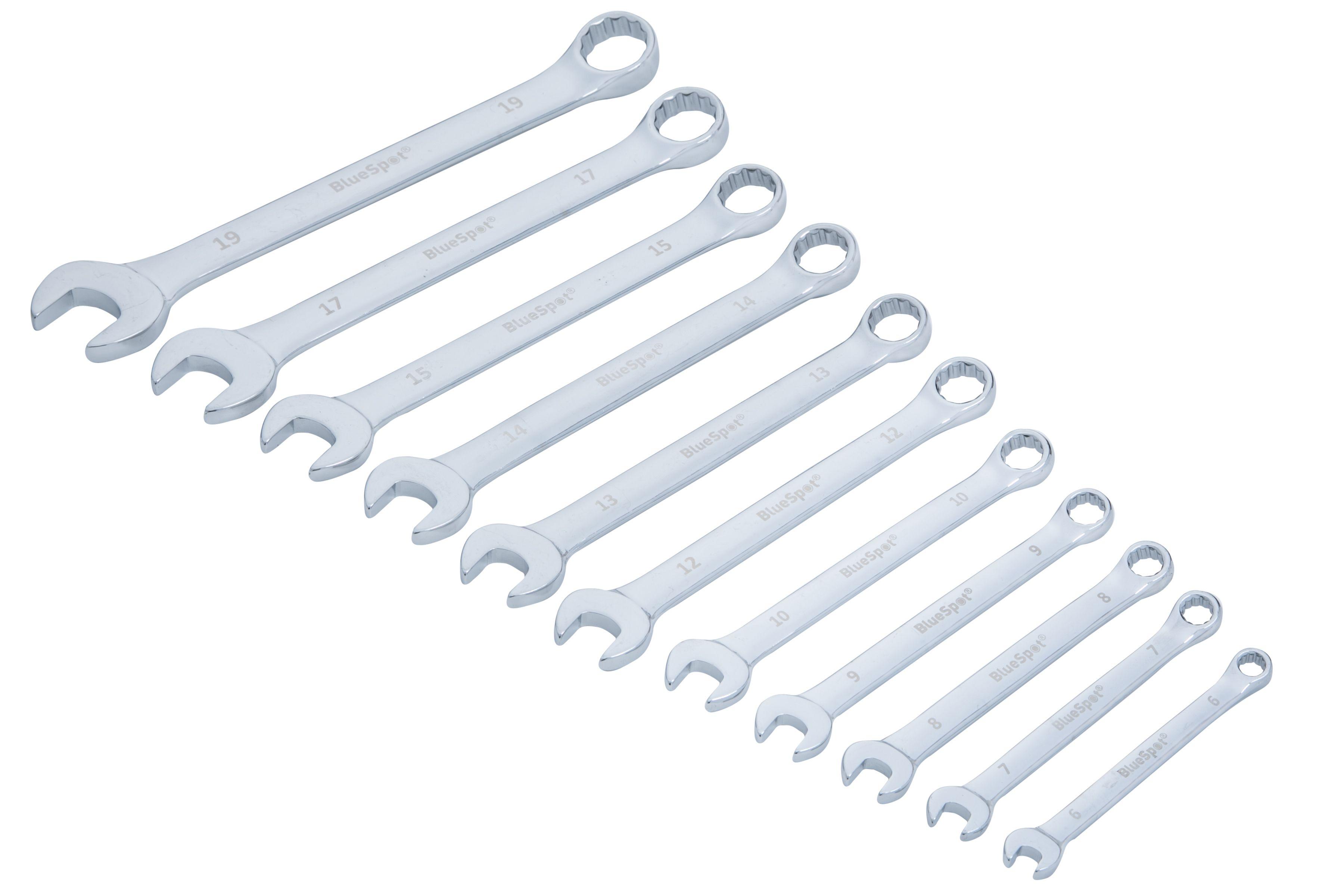 Blue Spot Tools 11 PCE Chrome Vanadium Metric Combination Spanner Set (6-19mm)