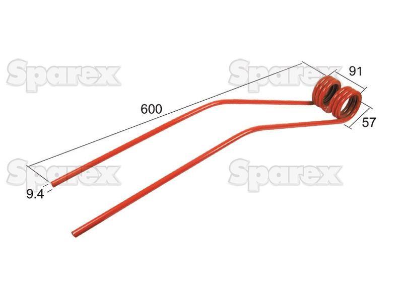 Swather haytine - - - Length:600mm, Width:91mm, Ø9.4mm - Replacement for Fella for Fella