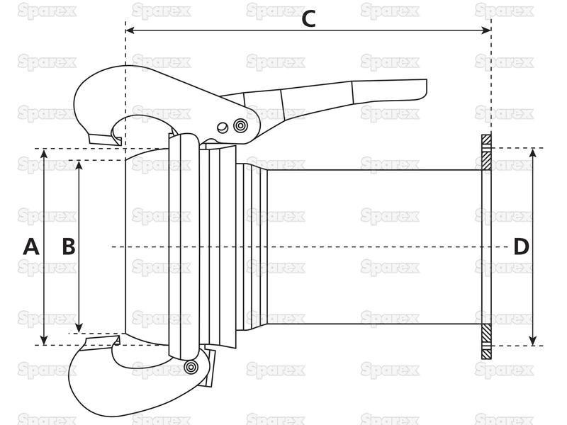 Male Coupling with Flanged end 5" Galvanised B |  for Bauer Slurry Equipment