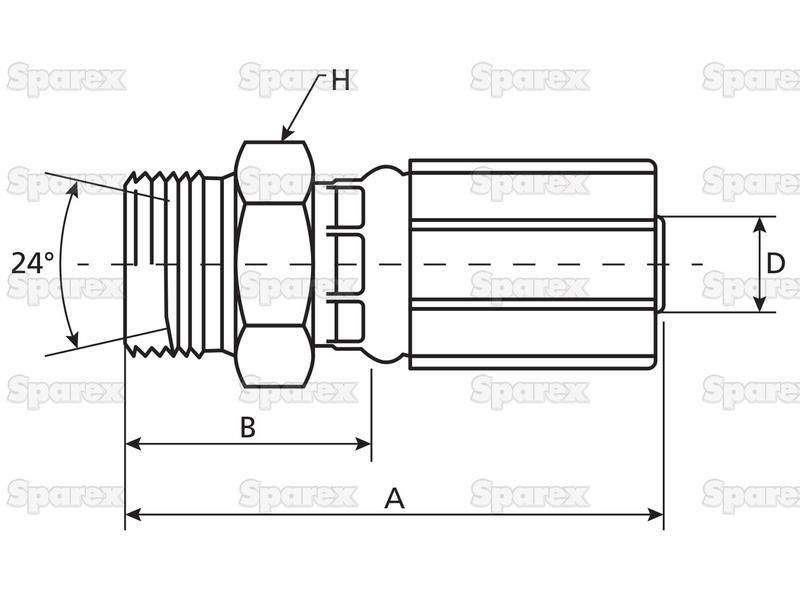 Gates Metric 24° Hose Insert 3/8'' x M22 x 1.5 () Male Straight Gates (Belts) (6G15MDL)