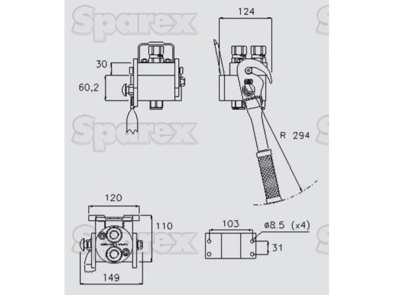 Faster Multiport Coupling - 2 Ports 1/2'' Body x M22 x 1.50 Metric Male Thread (Mobile Part) Faster S.p.A (2P208-2-2/22M C, 2P20822/22MC, 2P208-2-2/22MC)