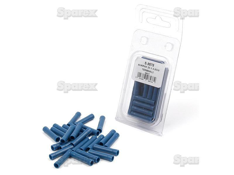 Pre Insulated Inline Terminal, Standard Crimp, 5.0mm, Blue (1.5 - 2.5mm) (Agripak 25 pcs.)