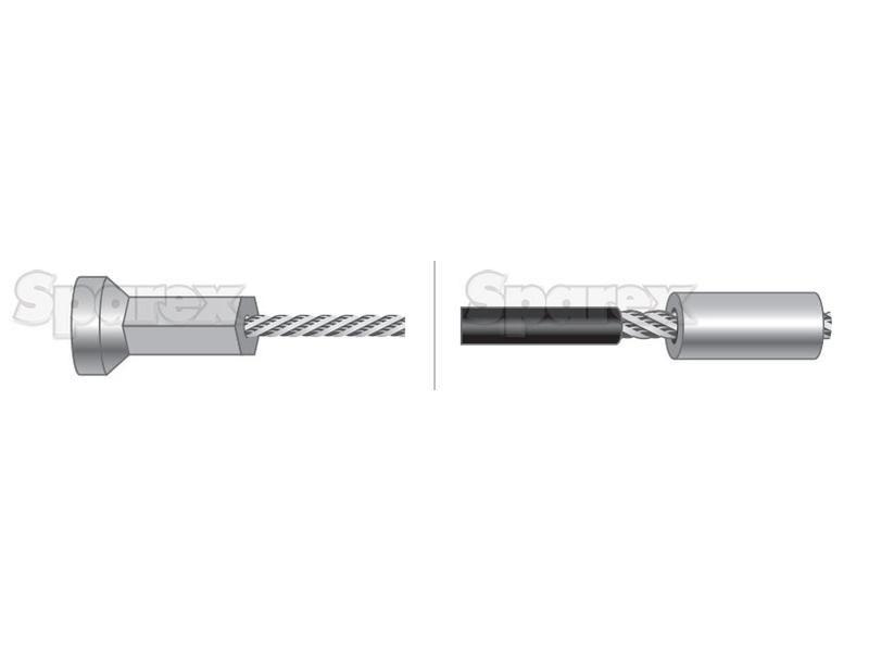 Hand Throttle Cable - Length: 2600mm, Outer cable length: 2400mm. for Massey Ferguson