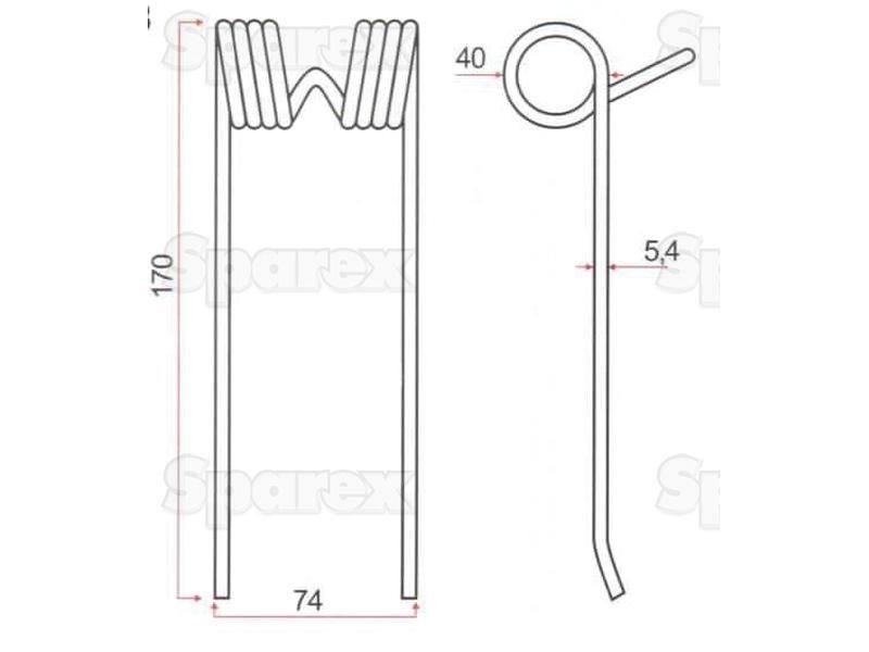 Pick-Up Haytine - - Length:170mm, Width:74mm, Ø5.4mm - Replacement for Feraboli (SKH & MF) for Feraboli (SKH & MF)