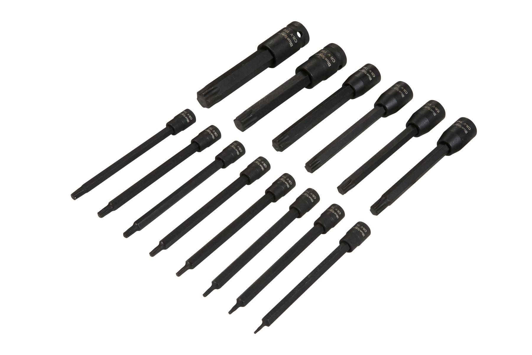 Blue Spot Tools 15 PCE 1/4" 3/8" 1/2" Extra Long Impact Torx Bits