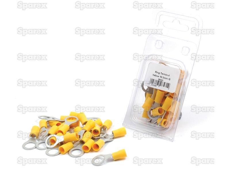 Pre Insulated Ring Terminal, Double Grip, 10.5mm, Yellow (4.0 - 6.0mm) (Agripak 25 pcs.)