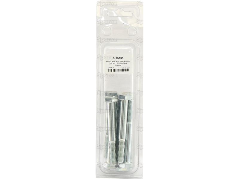 Metric Bolt, Size: M10 x 80mm (Din 931) 10 pcs. Agripak