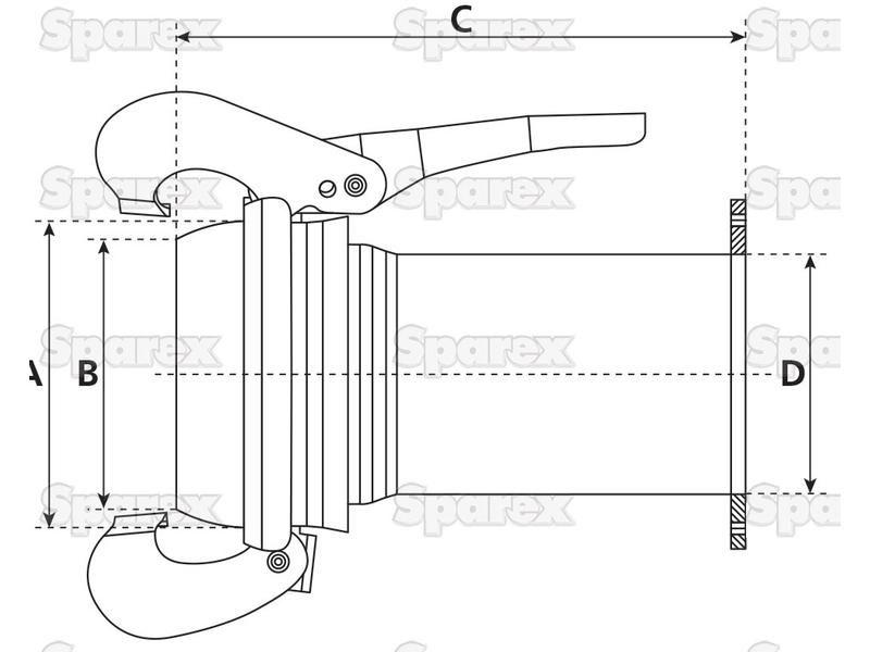 Male Coupling with Flanged end 4" Galvanised B | for Bauer Slurry Equipment