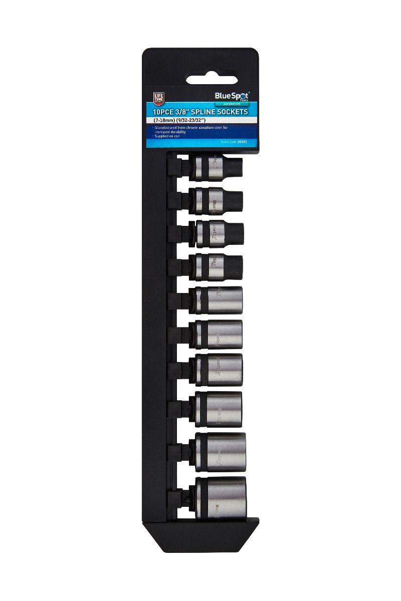 Blue Spot Tools 10 PCE 3/8" Spline Sockets (7-18mm)(9/32-23/32)